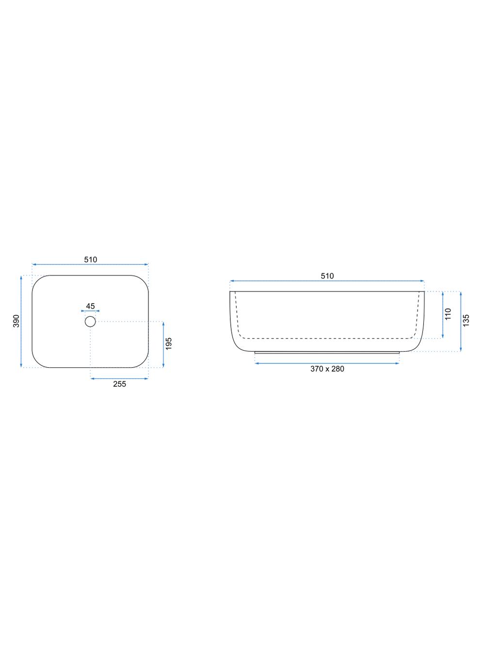 Πάγκος νιπτήρας Rea Demi Μ 51 x Π 39 x Υ13,5 cm