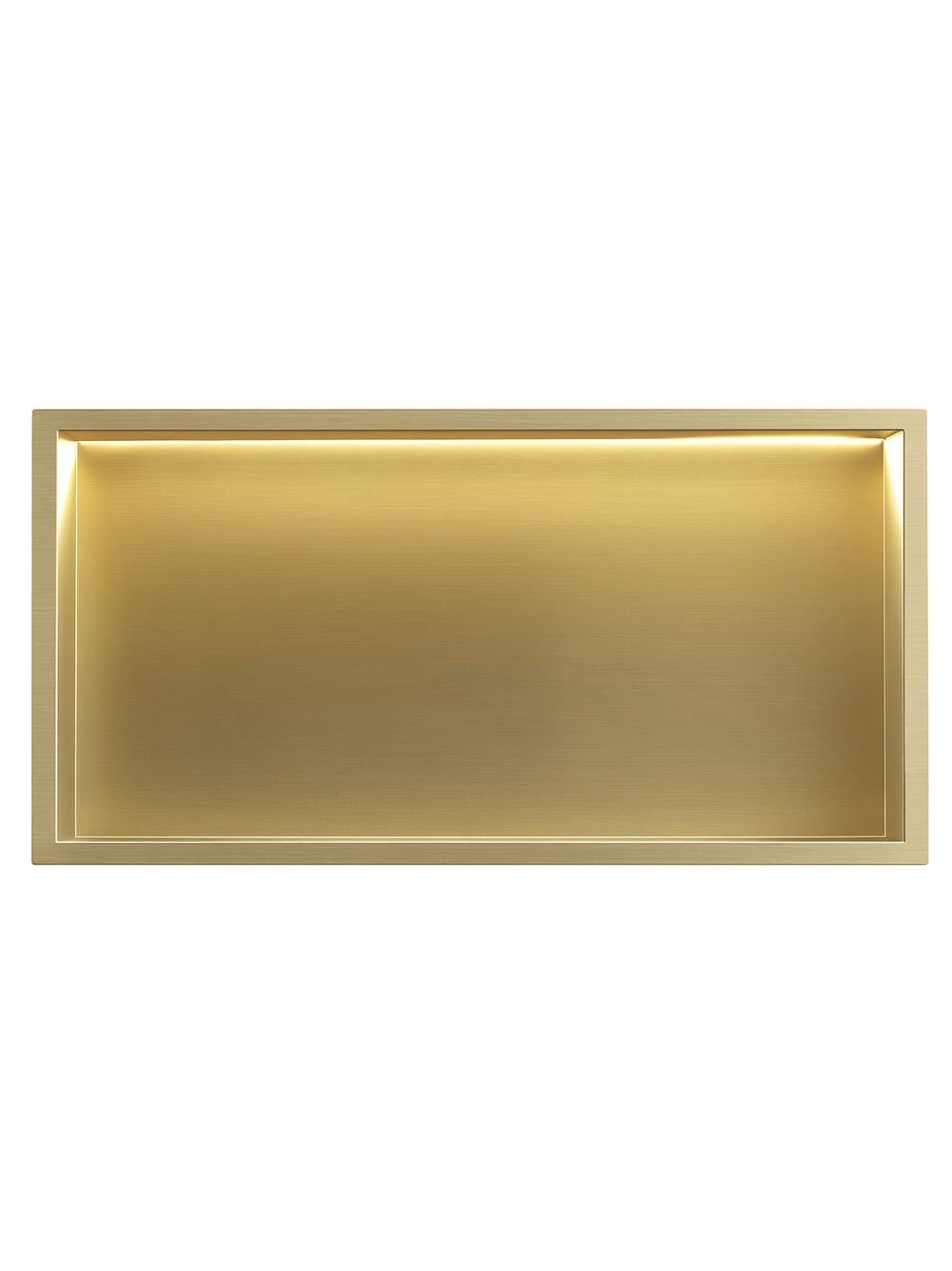 VSTAVANÁ KÚPEĽŇOVÁ POLICA LED 30x60 brush gold