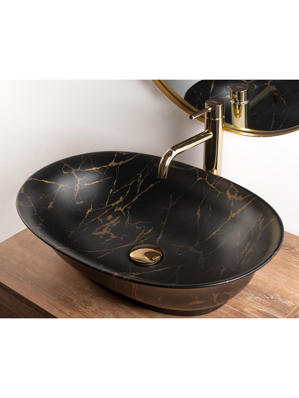 Umywalka nablatowa Rea Roma Black Marble Matt