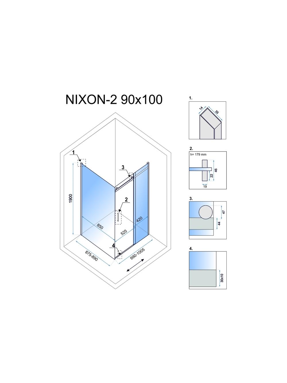 Kabina prysznicowa Rea Nixon 100x90