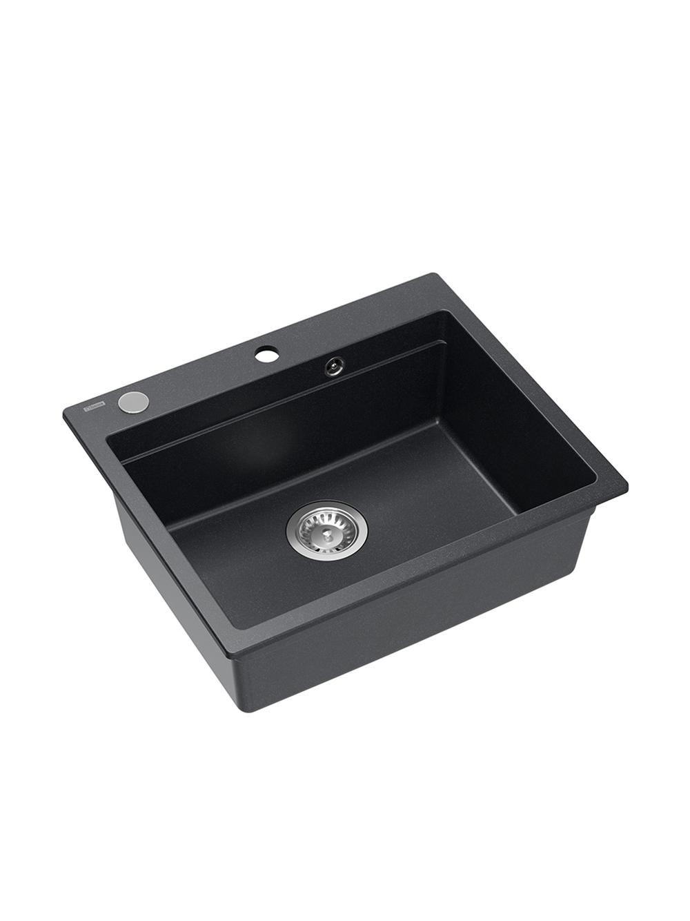 Zlewozmywak granitowy KURT 110 WORKSTATION Czarny Nakrapiany