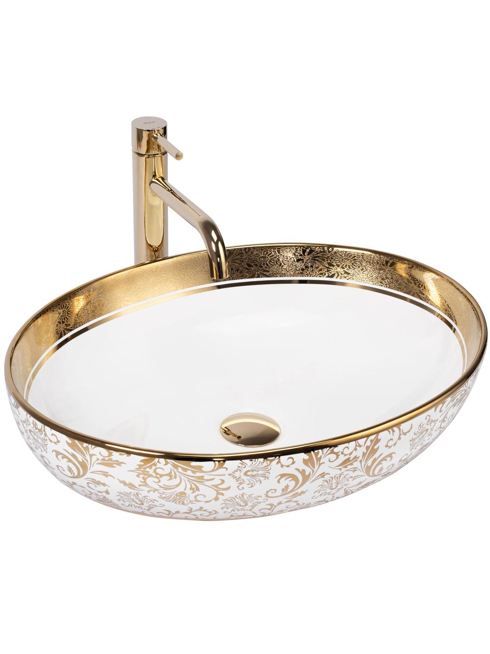 Umywalka Nablatowa Rea Margot White/Gold