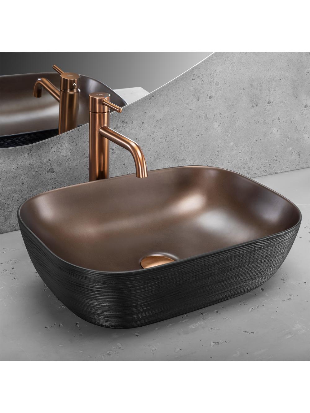 Umywalka nablatowa Rea Belinda COPPER BRUSH / Black