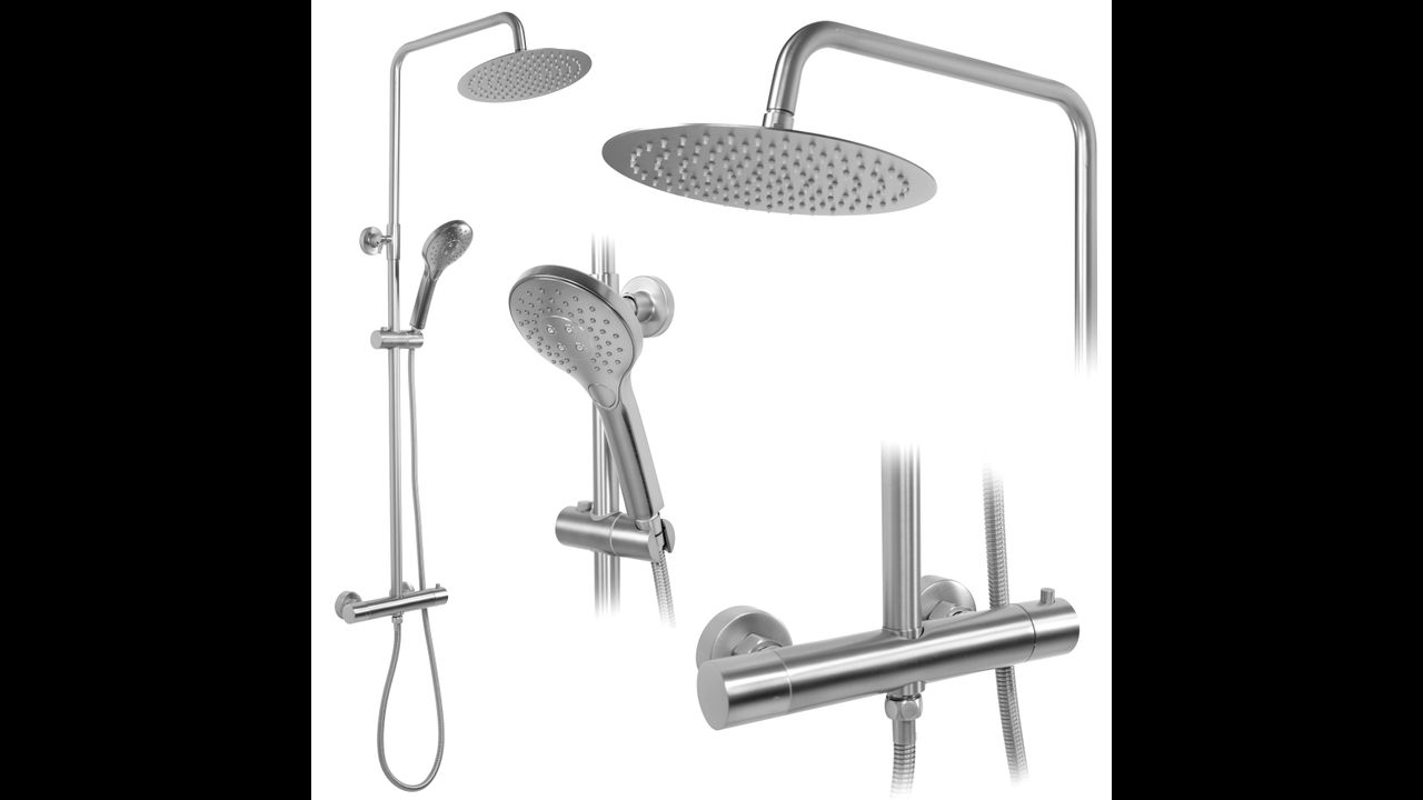 Shower set with thermostatic mixer REA VINCENT NICKEL BRUSH INOX
