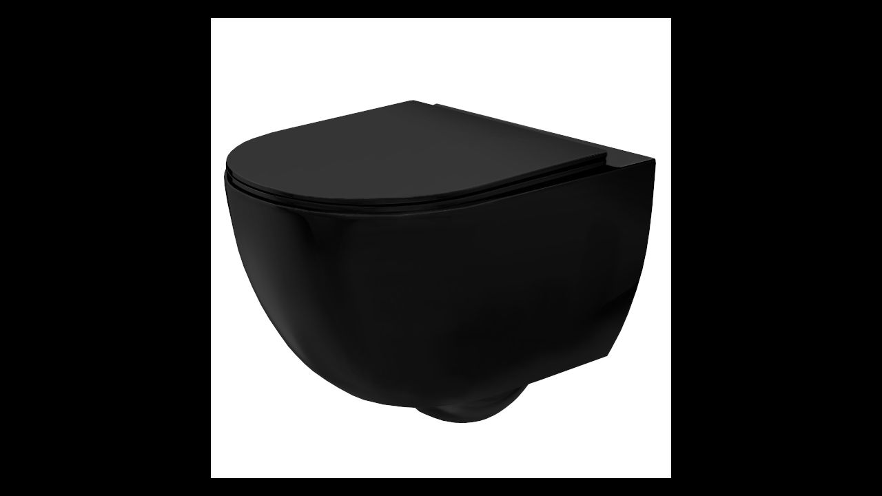 Hangtoilet Rea Carlo Mini Rimless Flat Zwart Mat zwart