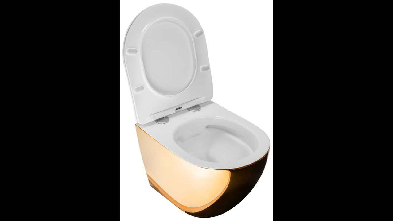 Set cuvette WC CARLO Flat + bidet CARLO MINI GOLD/WHITE - Rea