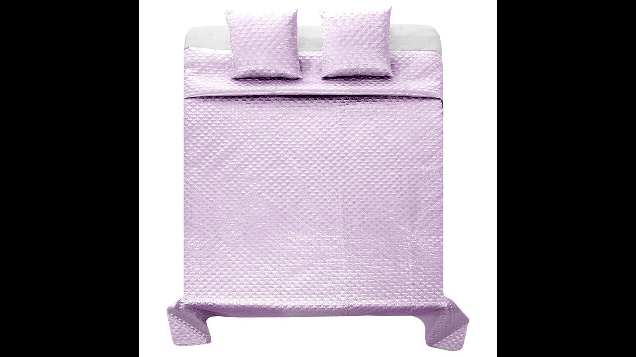 bedspread Satin Palermo + pillowcases Dark Lilac