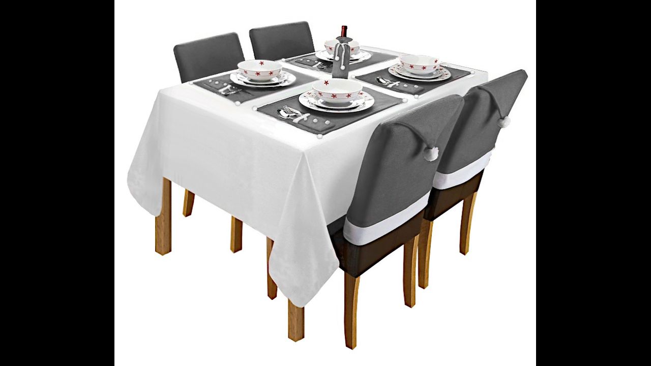 CHRISTMAS DECORATION SET ON TABLE AND CHAIRS GREY