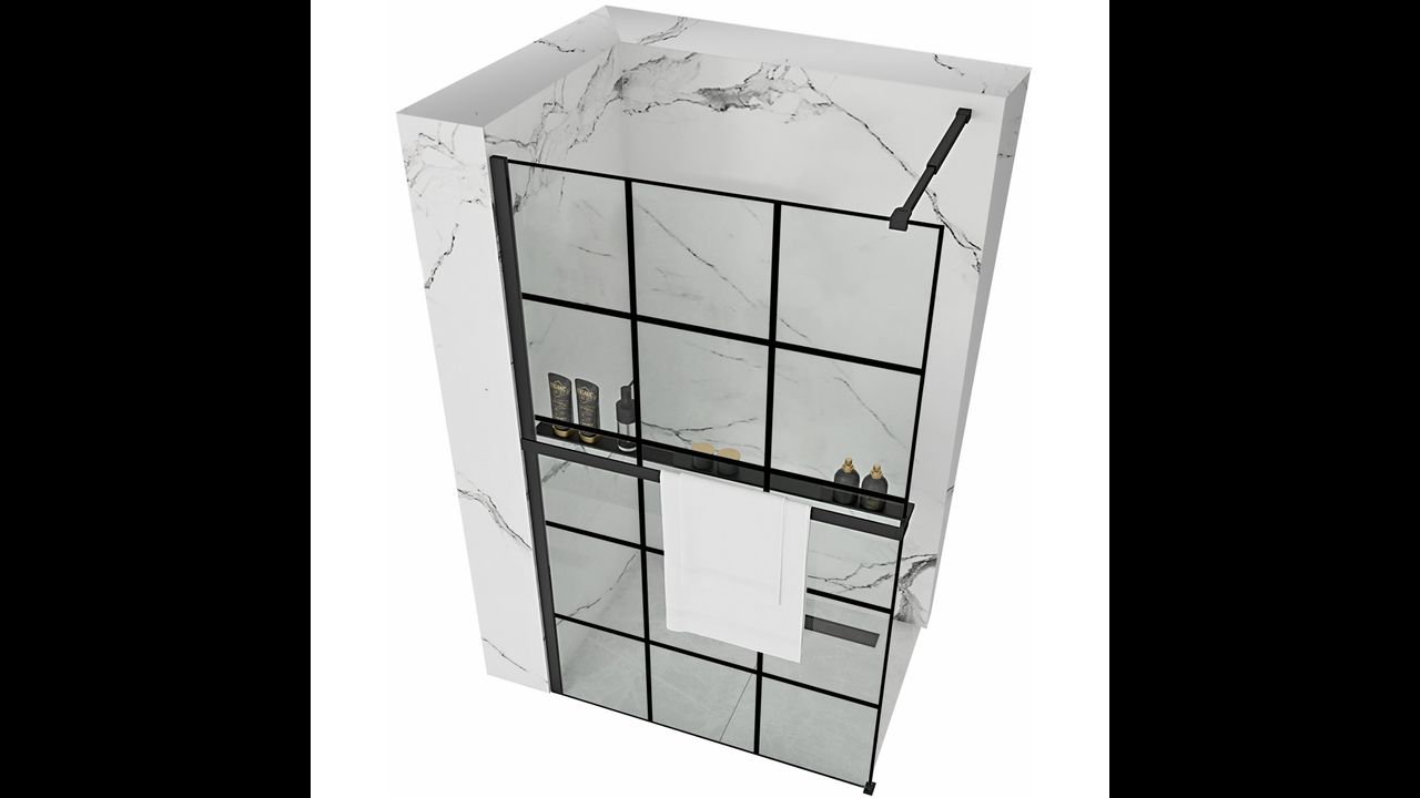 Shower screen Rea Bler-1 120  + shelf and hanger EVO