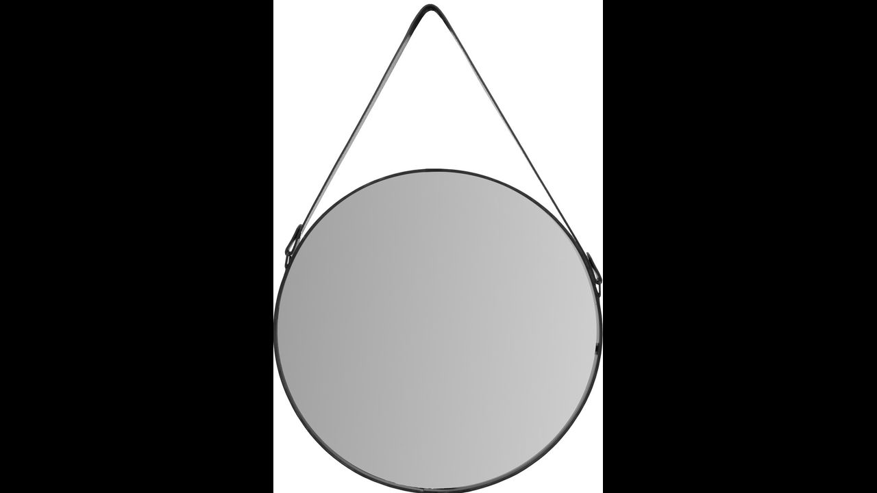 Kulaté zrcadlo na popruhu Loft 60 cm ČERNÁ CFZL-MR060
