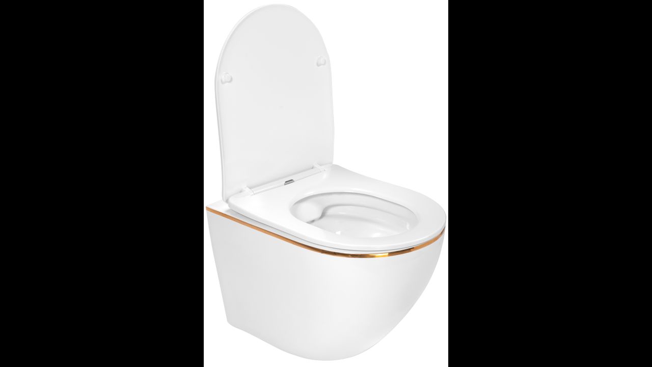 Cuvette WC Carlo white Mini Flat Gold Edge - Tutumi