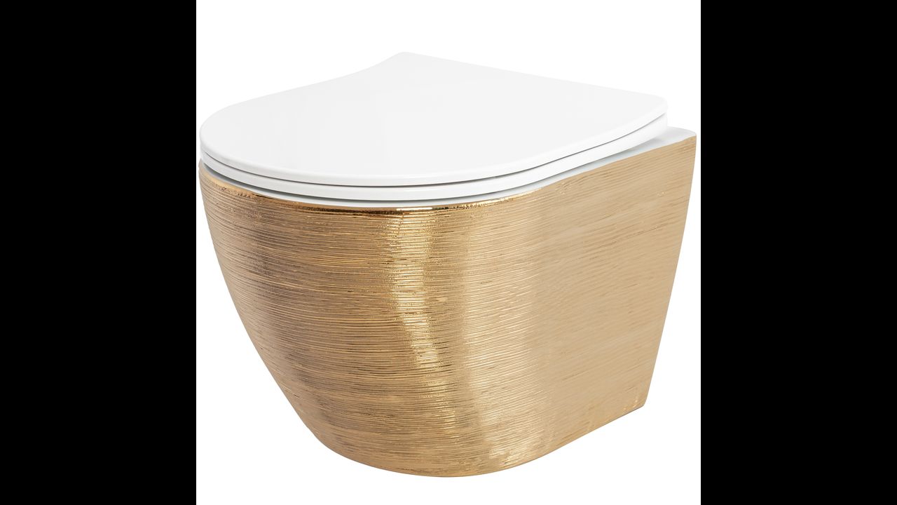 Závesná WC misa Carlo Flat - brúsené zlato