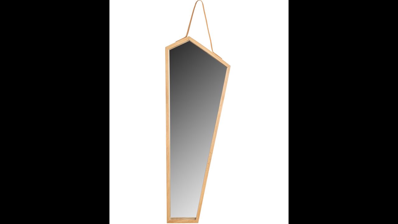 Asimetrično drveno ogledalo na remenu 85 cm YMJZ20217