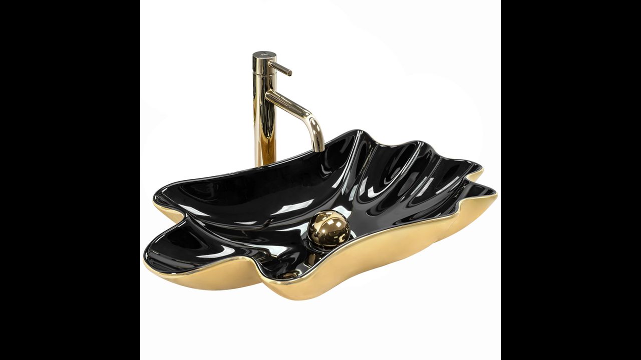 Countertop washbasin REA Sea Black Gold + Plug Click-Clack