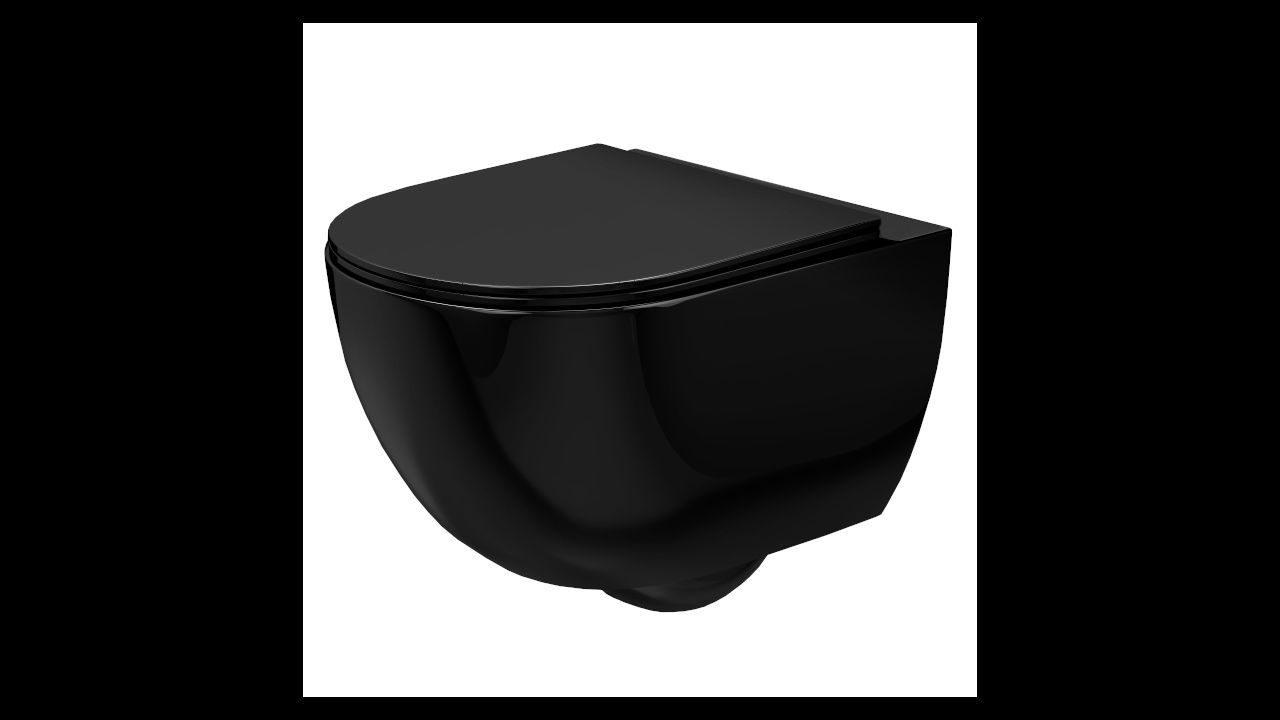 Závěsná WC mísa REA CARLO Mini Rimless Flat - černá