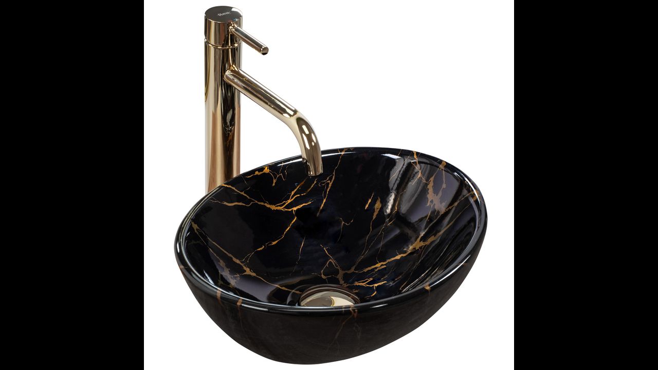 Aufsatzwaschbecken Rea Sofia Mini Black Marble Shiny