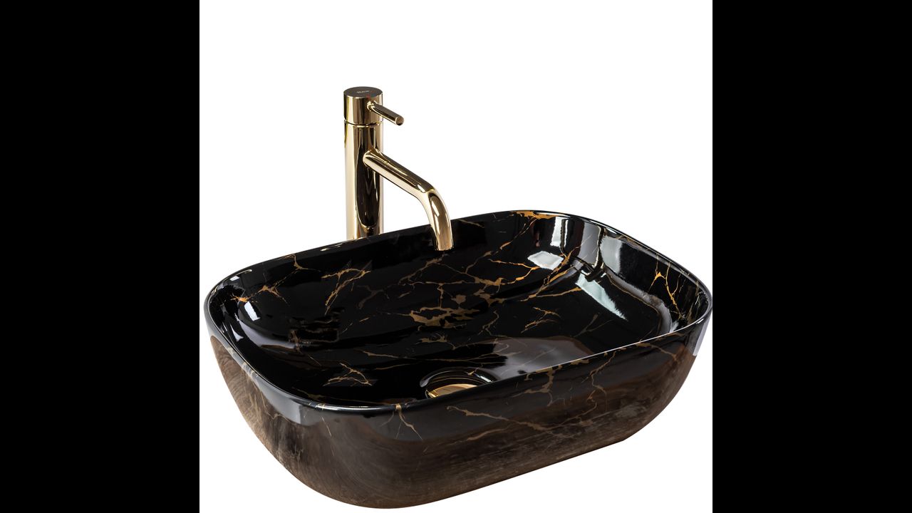 Countertop washbasin Rea Belinda Black Marble shiny