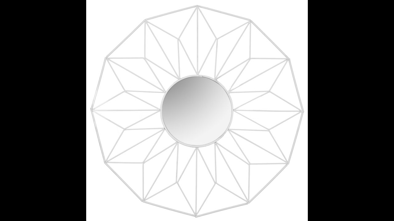 Geometrische 12-hoekige spiegel wit 58 cm