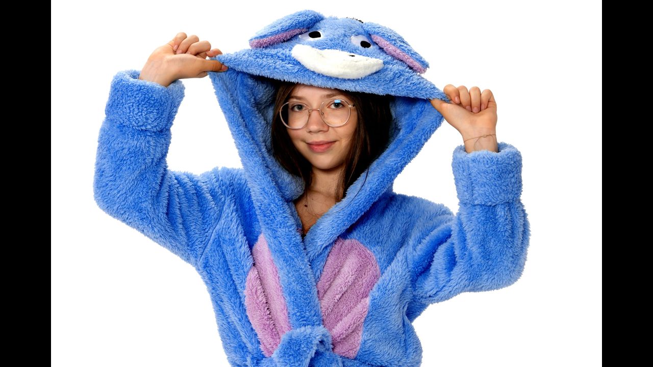 Peignoir à capuche Kigurumi Stitch pour enfants, peignoir de