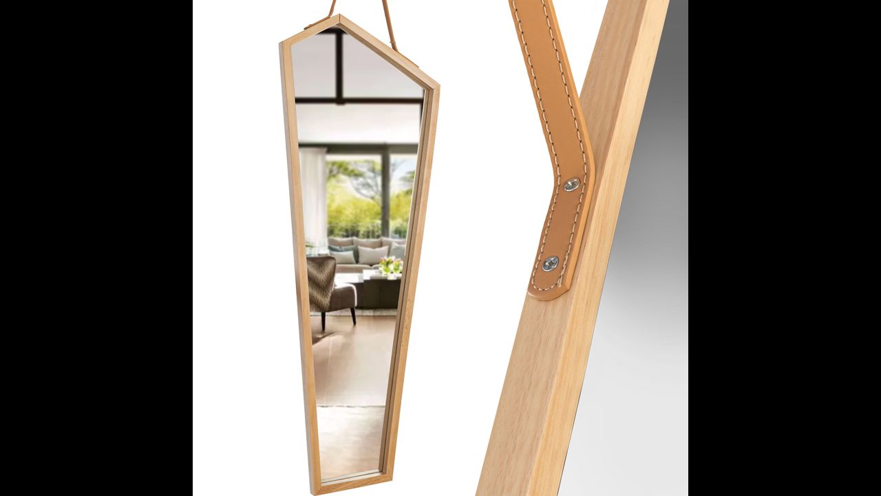 Dřevěné asymetrické zrcadlo 85 cm
