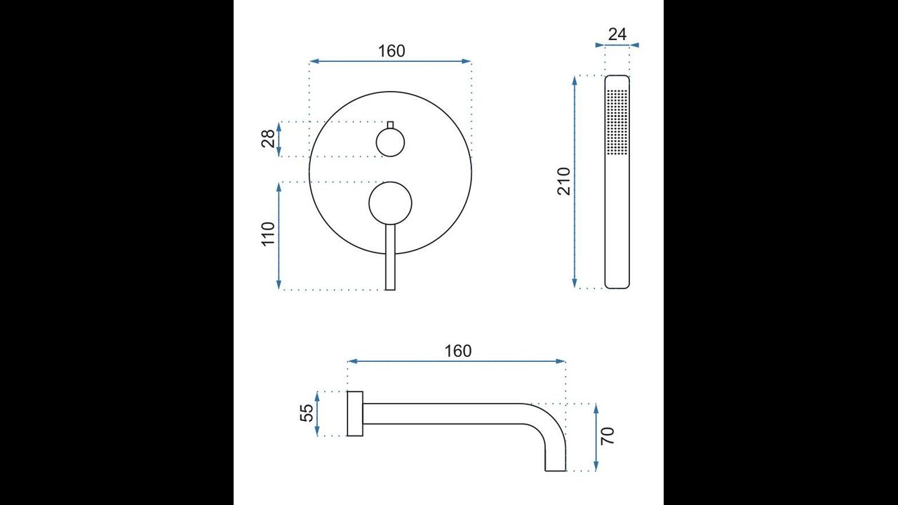 Bateria wannowa podtynkowa Rea Lungo chrom + Box