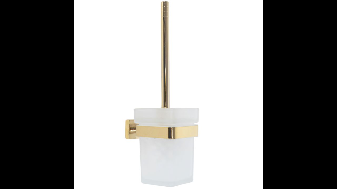 Toilettenpapierhalter mit Bürste Metall gold  ERLO 05
