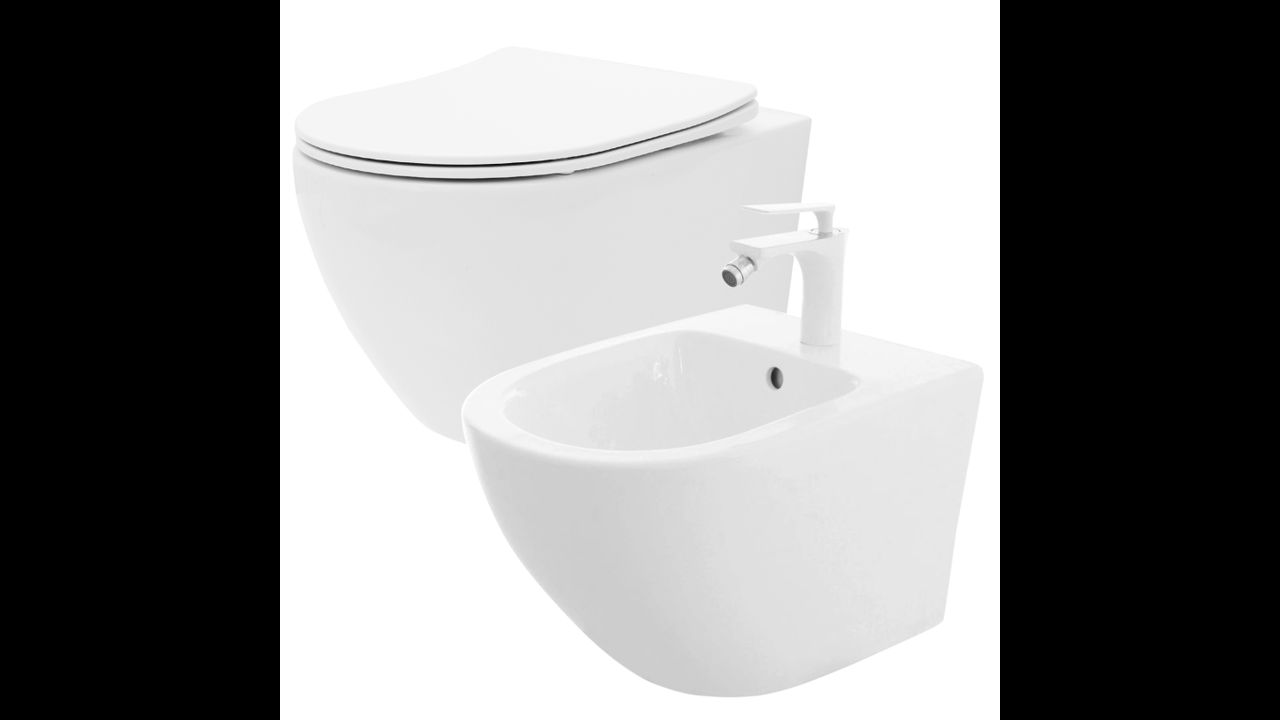 Komplekt: Carlo Flat Mini Rimless WC-kauss + Carlo Mini Bidet