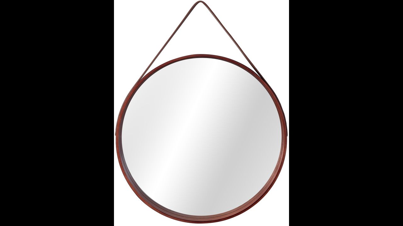 Apvalus medinis juostinis veidrodis 50 cm NBKL-19028