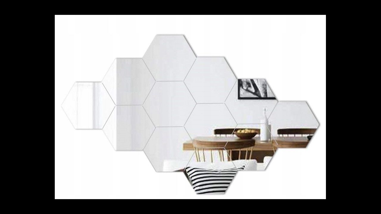 Hexagon decoratieve spiegel, zeshoekig, set van 8 stuks