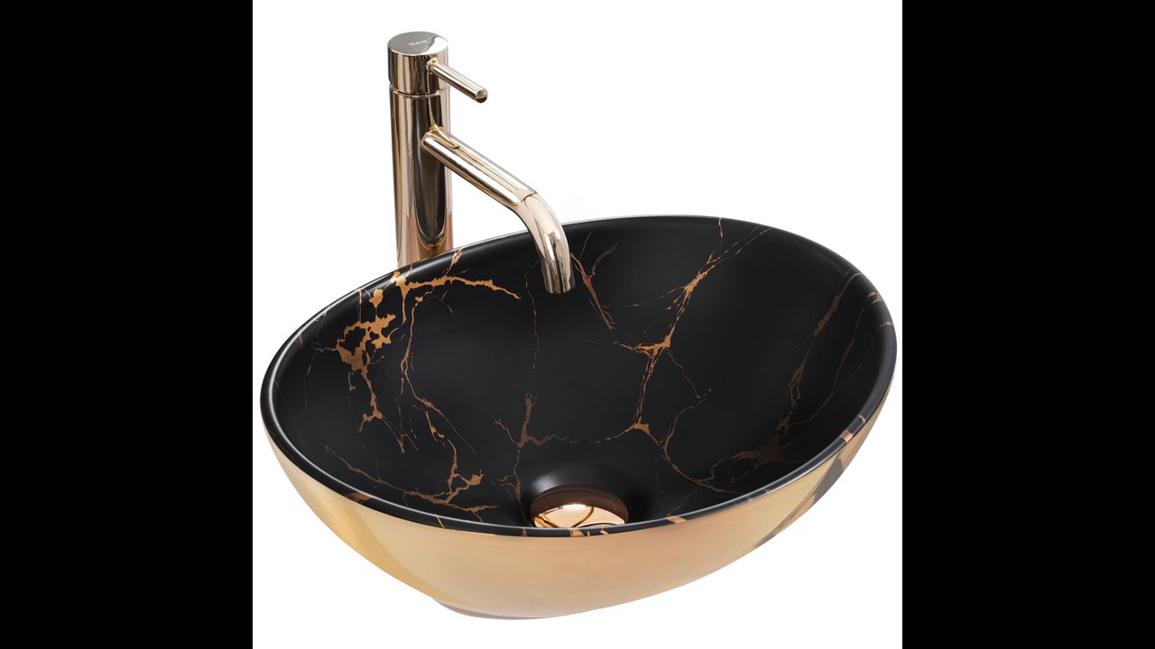 Aufsatzwaschbecken Rea Sofia in marble mat Black Gold