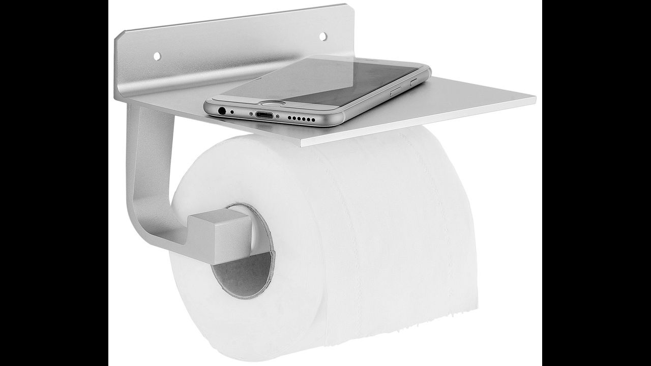 Toilet paper holder with shelf Silver 390175A