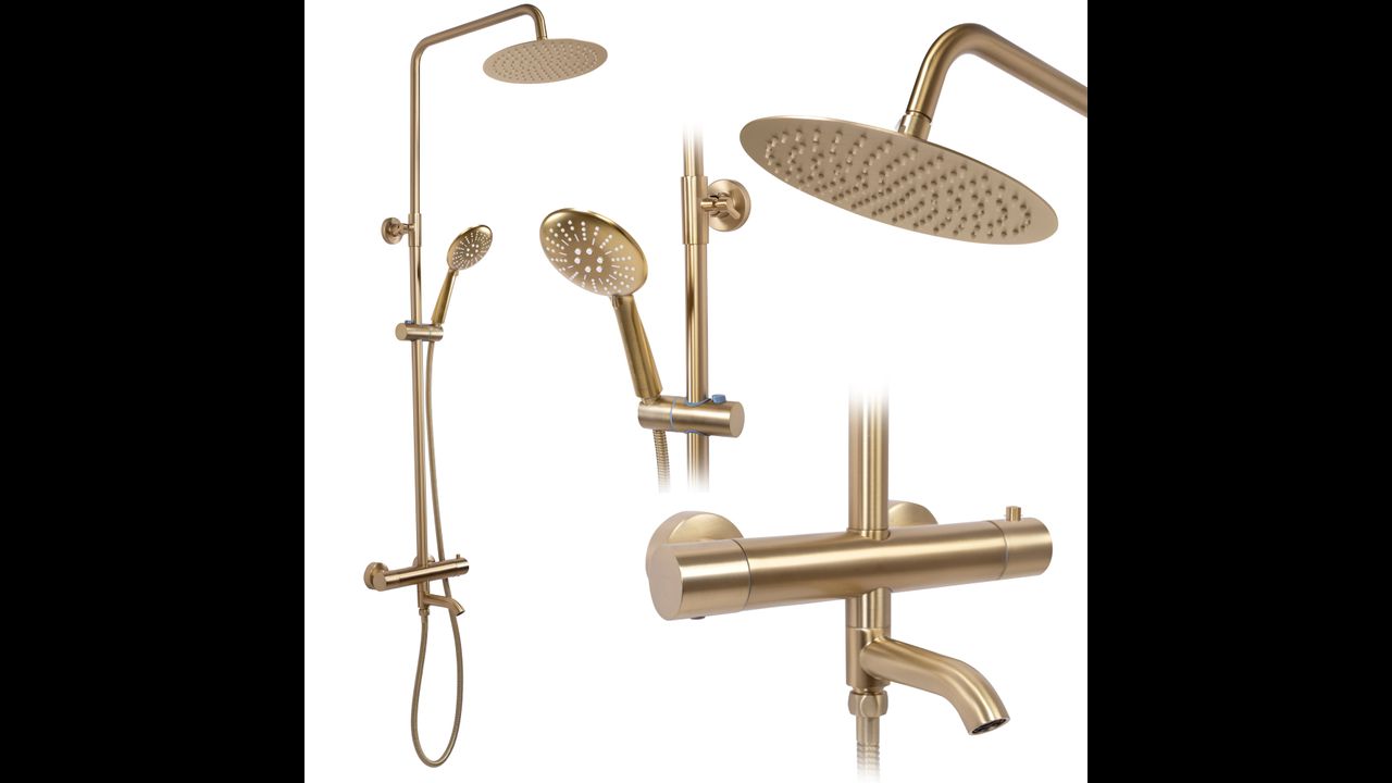 Shower set with thermostat REA Lungo Gold Brush