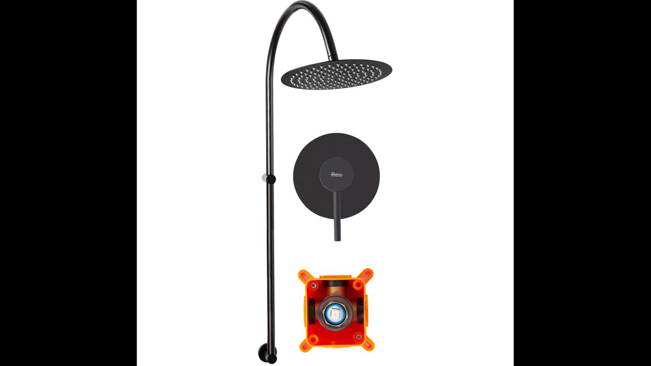 Surface-mounted Shower system Lugano Black Rea +BOX