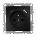 Gniazdo pojedyncze z uziemieniem + USB-A USB-C OSTE JNH004-G Czarny