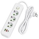 Listwa zasilająca Przedłużacz 3 gniazda + 2x USB-A + USB-C JNH020-3A Biały