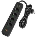 Listwa zasilająca Przedłużacz 4 gniazda + 2x USB-A + USB-C JNH021-4A Czarny