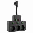 Listwa zasilająca 3 gniazda + 3x USB-A + USB-C JNH018 Czarna