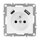 Gniazdo pojedyncze z uziemieniem + USB-A USB-C OSTE JNH004-G Białe