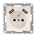 Gniazdo pojedyncze z uziemieniem + 2x USB-A OSTE JNH003-G Beżowe