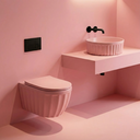 Zestaw Misa WC Duo podwieszana + Umywalka nablatowa Rea Duo Sweet Pink Matt