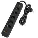 Listwa zasilająca Przedłużacz 5 gniazda + 2x USB-A + USB-C JNH022-5A Czarny