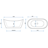 Voľne stojaca vaňa REA FERRANO 180 cm