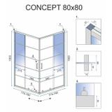 Cabine de douche Rea Concept Black 80x80