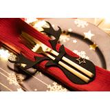 Pokrowiec na sztućce Świąteczny 4 szt. Renifer Czarny