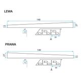 Listwa spadkowa brodzikowa 140cm Złota