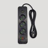Listwa zasilająca Przedłużacz 3 gniazda + 2x USB-A + USB-C JNH020-3A Czarny