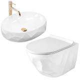 Zestaw Misa WC REA Gustavo Rimless podwieszana + Umywalka nablatowa Maya
