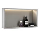 bathroom shelf LED 30x60  steel brush