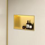 VESTAVNÁ KOUPELNOVÁ POLICE LED 30x45 brush gold