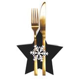 Pokrowiec na sztućce Świateczny 6 szt Gwiazda Czarna